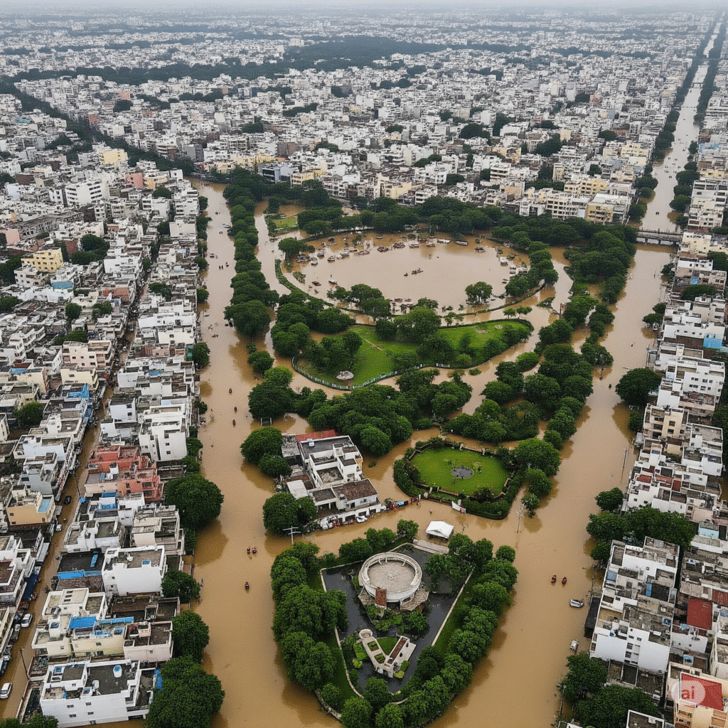Heavy rain in Hyderabad India