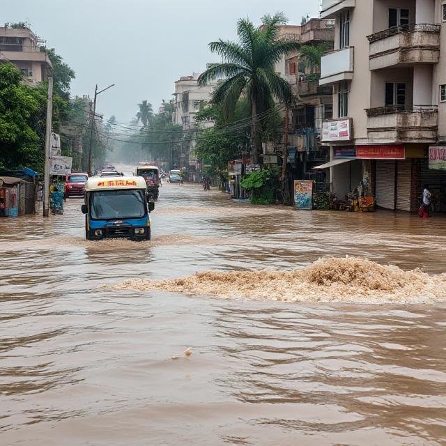 Heavy rain in Hyderabad India